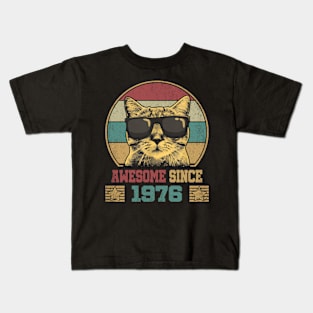 Awesome Since 1976 48th Birthday Gift Cat Lover Kids T-Shirt